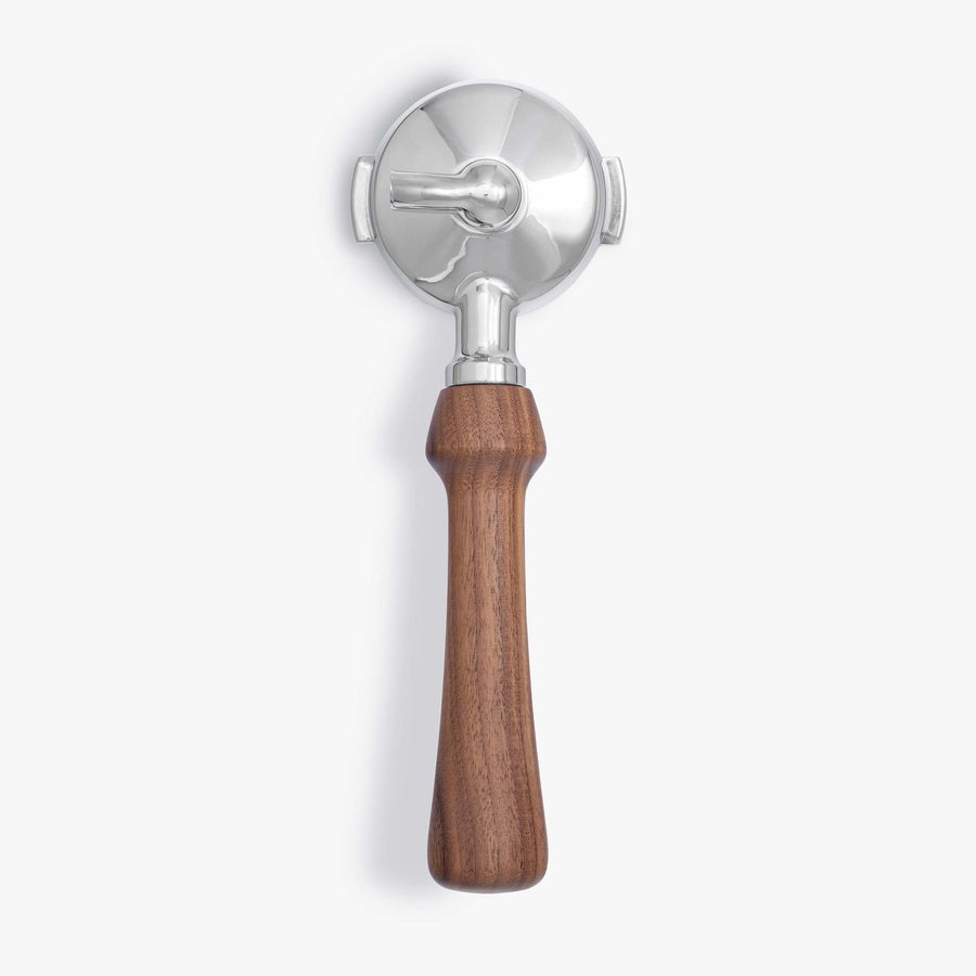Wiedemann Siebträger 1er Auslauf with refined walnut handle for Rocket 58mm machines.