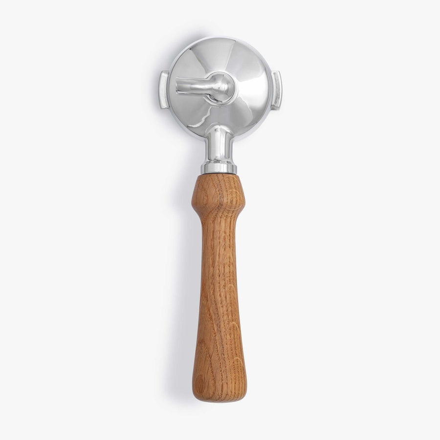 Wiedemann Siebträger 1er Auslauf with oak handle for Rocket espresso machines, 58mm fit.