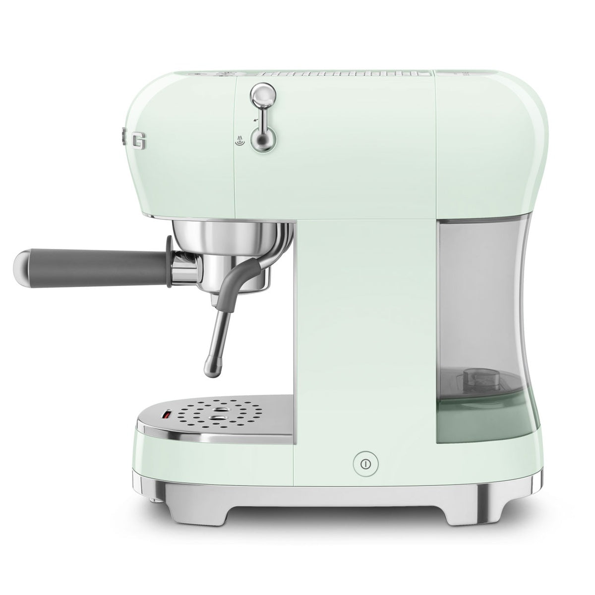 Pastel green Smeg Espressomaschine ECF02PGEU, sleek design, Italian-made.