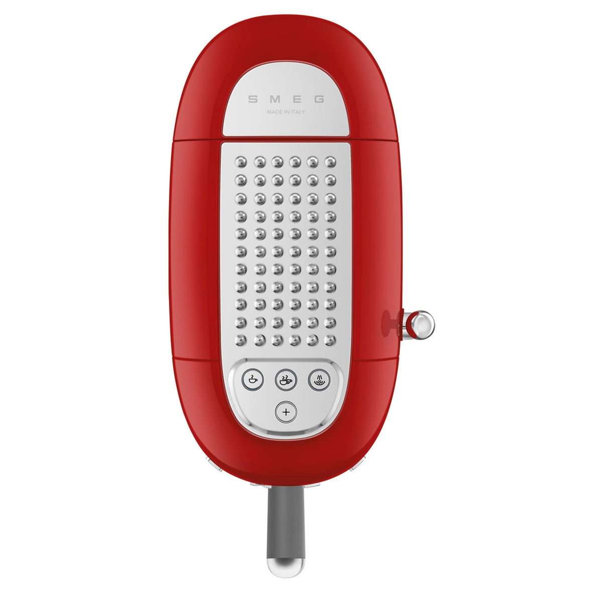 Red Smeg Espresso Machine ECF02RDEU with compact design and stainless steel features.