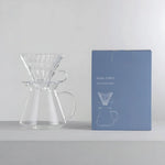 Hario V60 Glass Brewing Set 02 with glass dripper and carafe, perfect for home-brewed coffee.