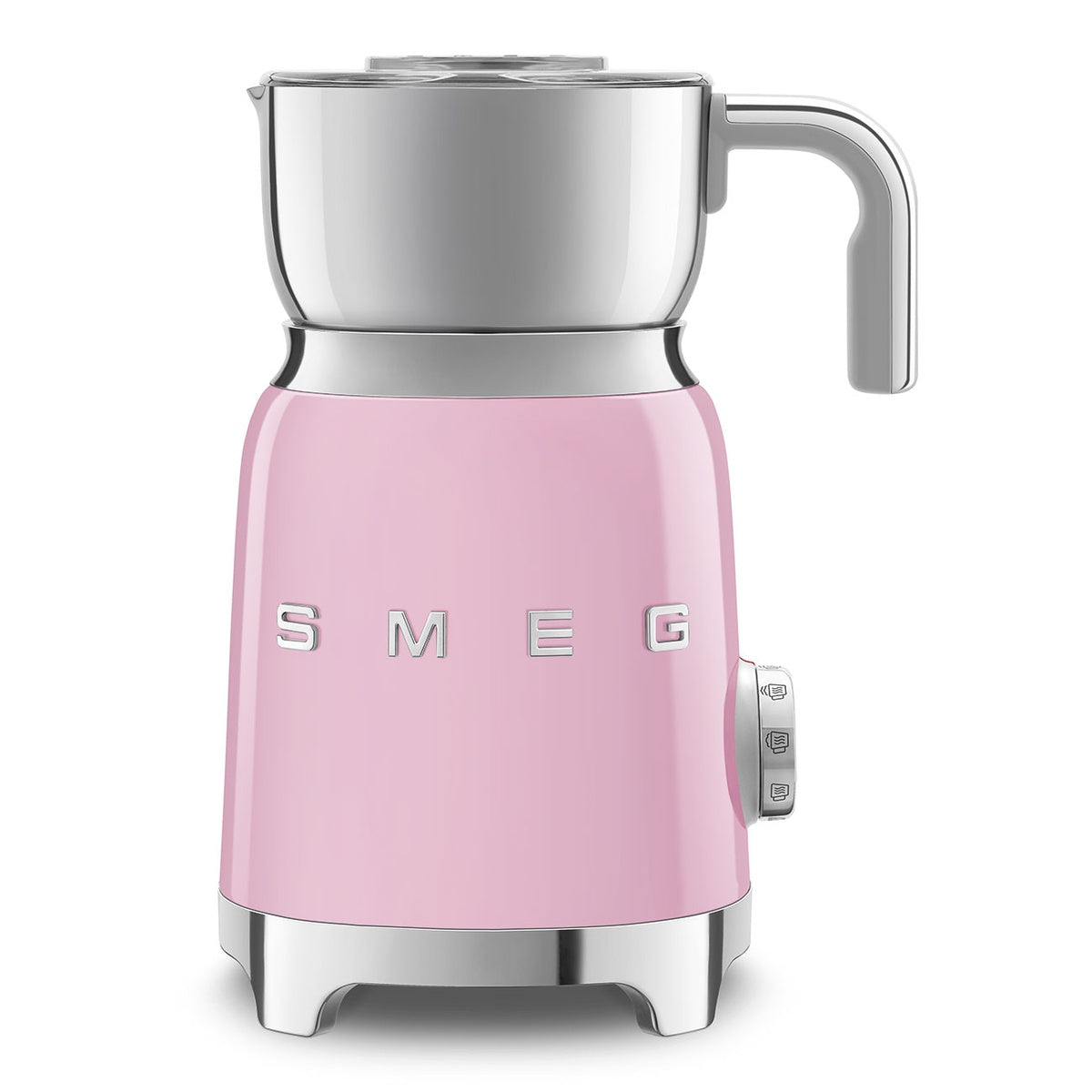 Smeg Milchaufschäumer Cadillac Pink MFF11PKEU with advanced induction technology and Tritan™ Renew lid.
