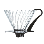 Hario V60 Glass Coffee Dripper 03 in Black for optimal coffee extraction.