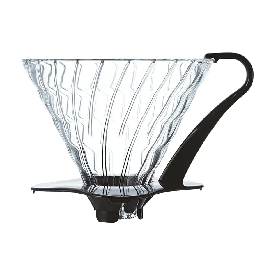 Hario V60 Glass Coffee Dripper 01 in black, for precise aroma extraction, made from heat-resistant glass for 1-2 cups.