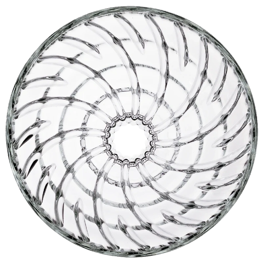 Hario V60 Glass Coffee Dripper 03 - Black, top view showing spiral design.