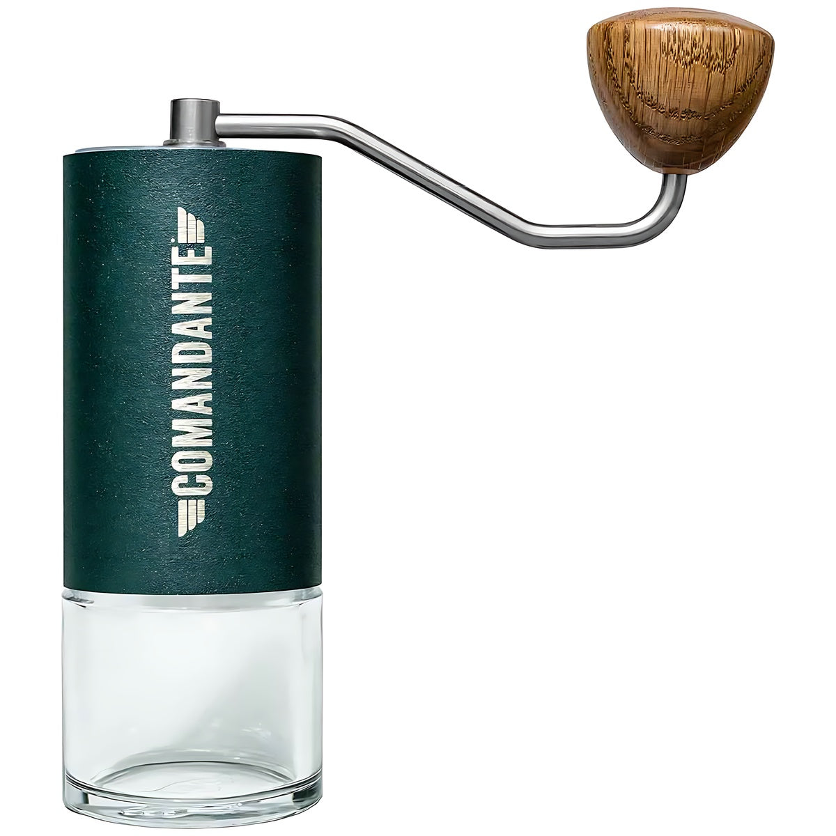 Comandante C40 MK4 Nitro Blade manual coffee grinder in racing green with ergonomic design and durable materials.