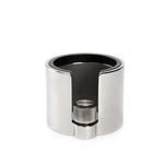 Adjustable ECM Tamperstation in polished stainless steel for precise tamping.