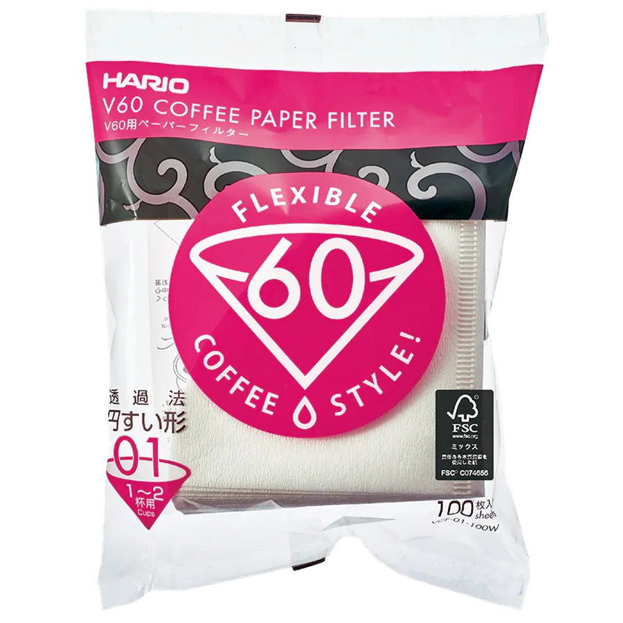 Hario V60 Papierfilter Größe 01 100 Stück for optimal coffee extraction.