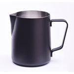 Joefrex Milchkännchen 350ml Schwarz Edelstahl ideal für Latte Art und cremigen Schaum.