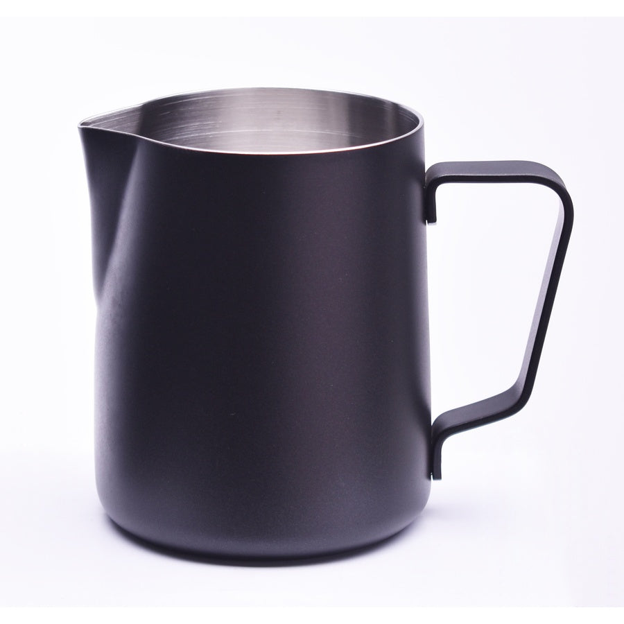 Joefrex Milchkännchen 350ml Schwarz Edelstahl ideal für Latte Art und cremigen Schaum.