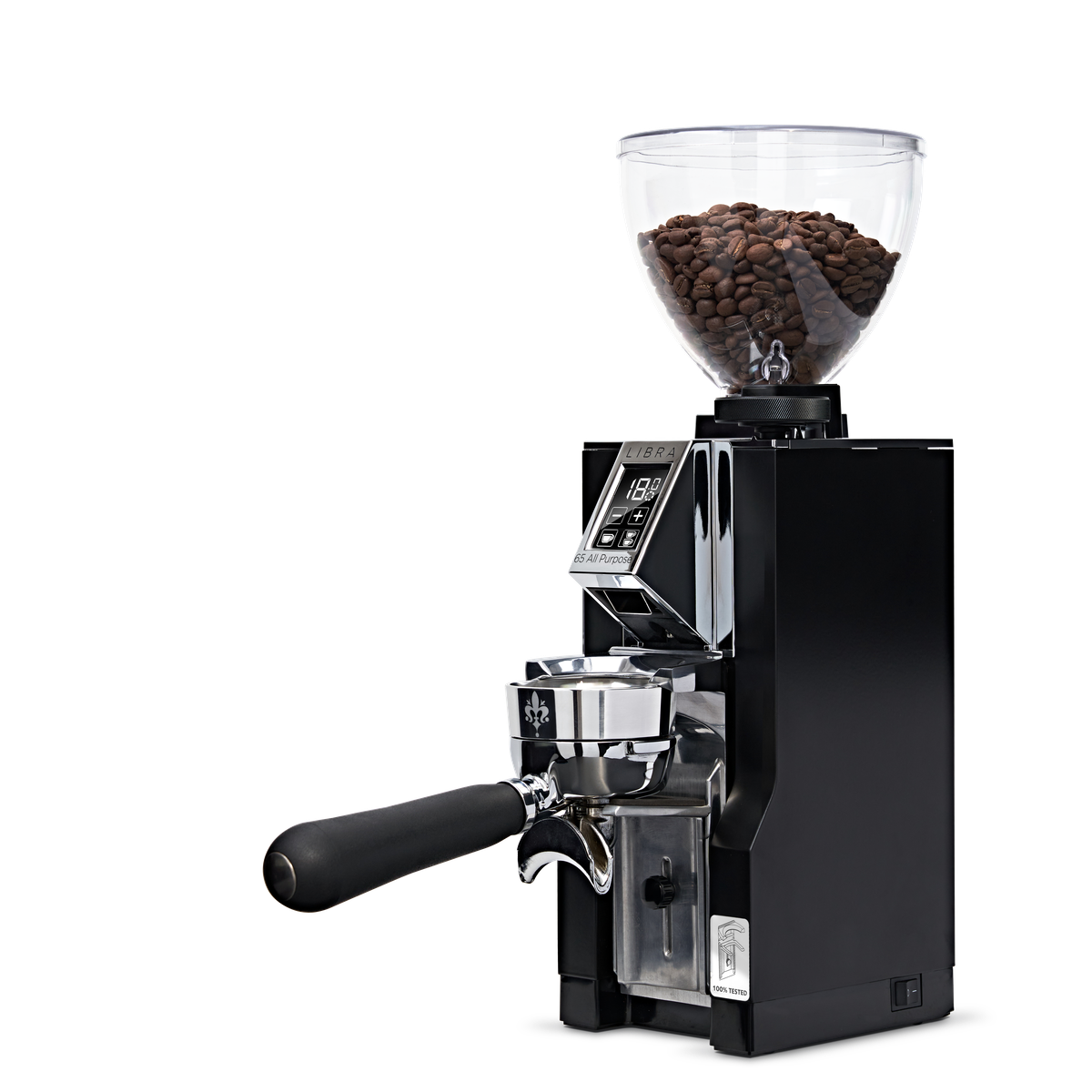 Eureka Libra 65 AP Espressomühle mit Waage – Schwarz Weiß Chrom
