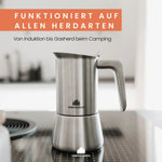 Groenenberg Espressokocher Edelstahl 4 Tassen, für Induktion und alle Herdarten geeignet.