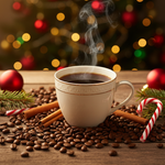 kaffeetasse und kaffeebohnen weihnachten